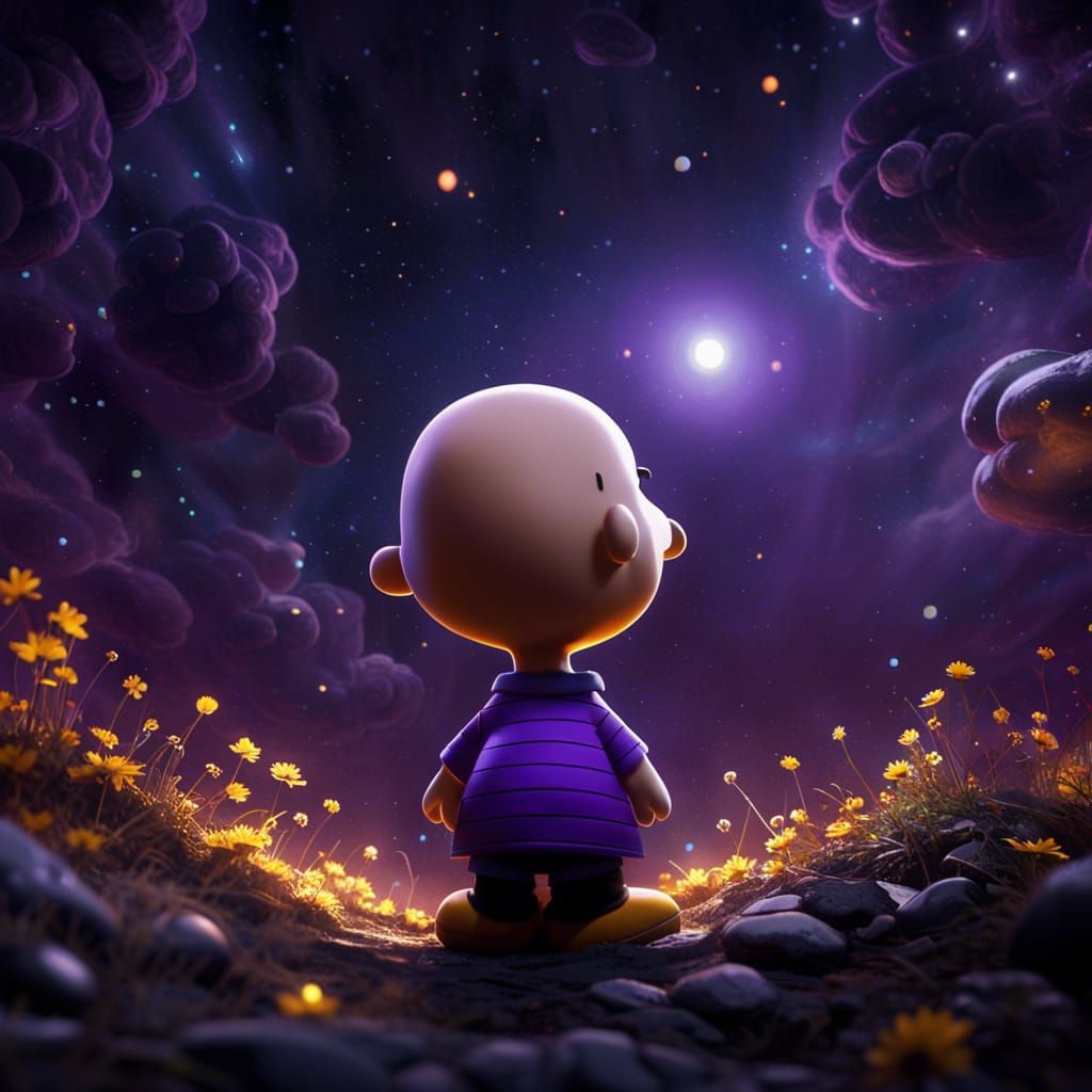 Charlie Brown flying through s starry night - AI Generated Artwork ...