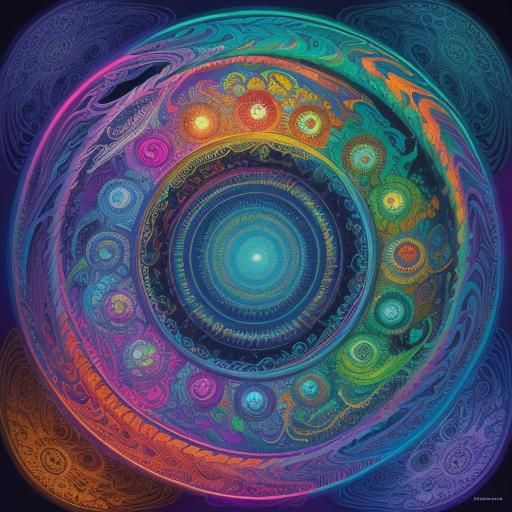 Psychedelic, spiral pattern, pulsating with color, digital art. Mark ...