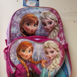 Disney Frozen 16"X12" School Backpack with Detachable Lunchbox, Elsa, Anna,