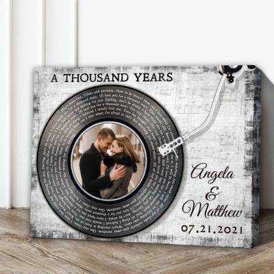 Custom Song Lyrics Vinyl Record Canvas Print Couple Anniversary Wedding Gifts 01