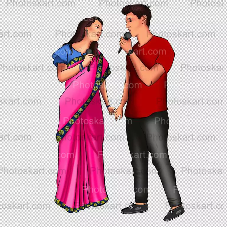 bengali couple singing with mike vector image