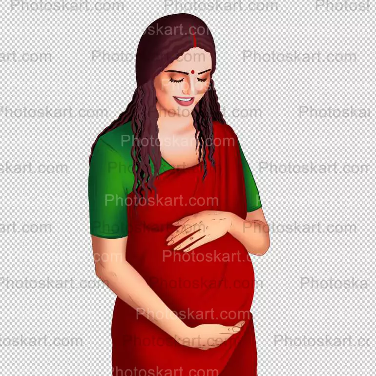 bengali pregnant women digital art vector