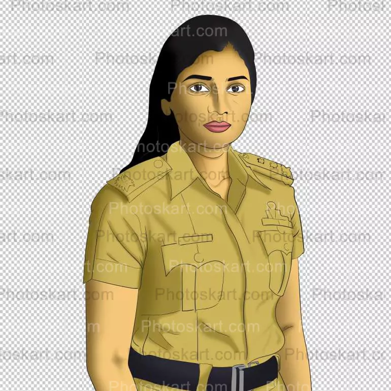 indian girl police officer digital art vector