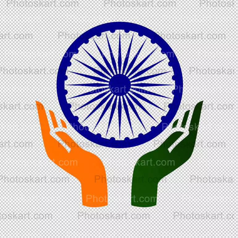 white background ashok chakra hand vector