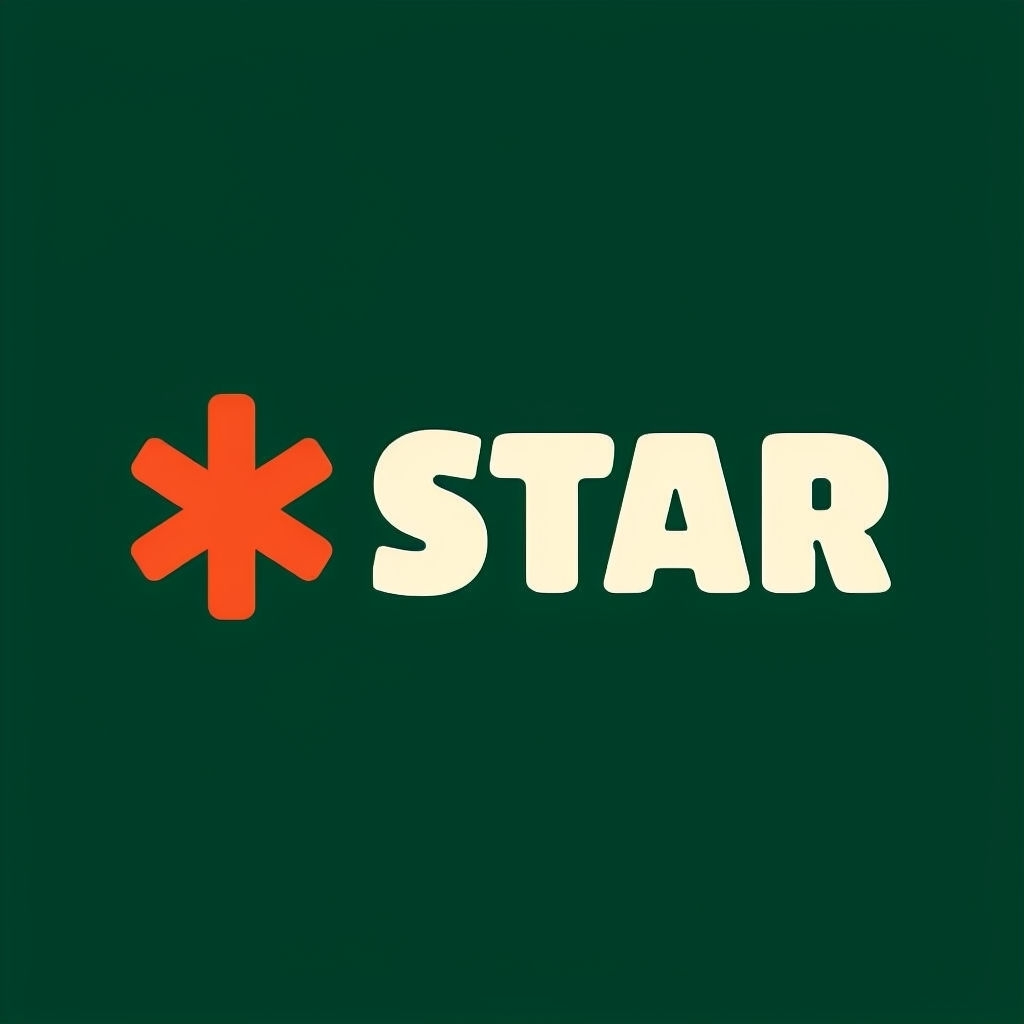 Minimalist Forest Green STAR Logo with Retro Font Design - Playground