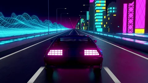 80s retrowave background 3d animation. F... | Stock Video | Pond5