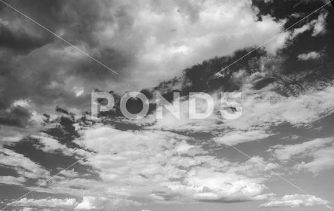 Black and white cloudy sky photo Stock Image ~ #81853746