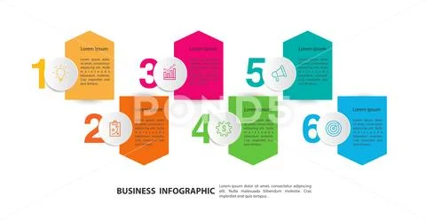 Timeline infographic icons with colorful shape steps [Converted ...