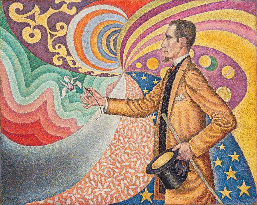 Paul Signac (1863-1935), Portrait of Félix Fénéon, Opus 217, 1890, oil on canvas, 73.5 x 92.5 cm, Museum of Modern Art, New York. Public domain image