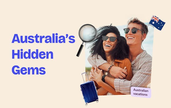 Australia's Hidden Gems title with smiling couple in image next to it.