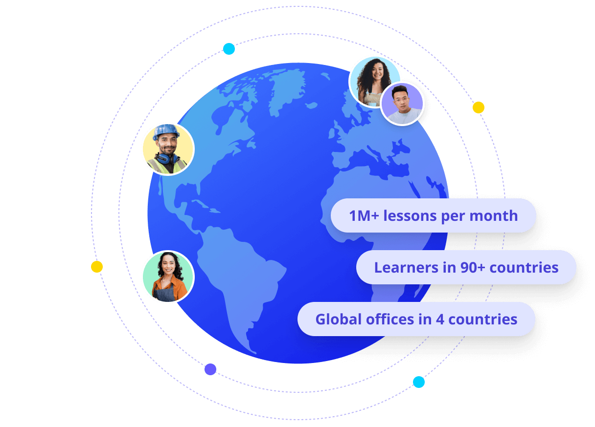 1M+ lessons per month. Learners in 90+ countries. Global offices in 4 countries