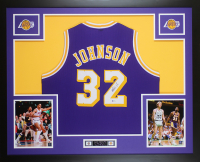 Magic Johnson Signed 35x43 Custom Framed Jersey (Beckett) at PristineAuction.com