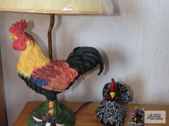 Rooster lamp and figurines