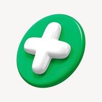 Green plus sign 3D clipart illustration 