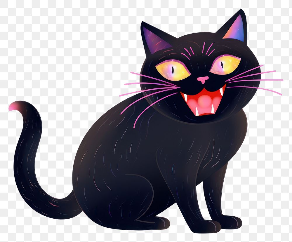 PNG Colorful, animated, black cat | Free PNG - rawpixel