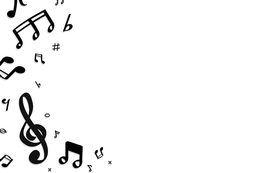 Black flowing music notes on white background vector