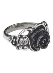 Bacchanal Rose Ring in Pewter with Clear Swarovski