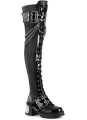 BRATTY-304: Gothic Over-The-Knee Black Platform Boots by Demonia