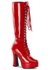 ELECTRA-2020 Red Platform Boots with 5" Stack Heel by Demonia