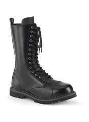 RIOT-14, Black Leather 14 Eyelet Combat Boots