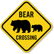 Bear Crossing Sign With Bear and Cub Graphics