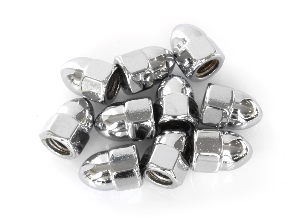 5/16-18 UNC Acorn OEM Style Nuts – Chrome. Pack 10.