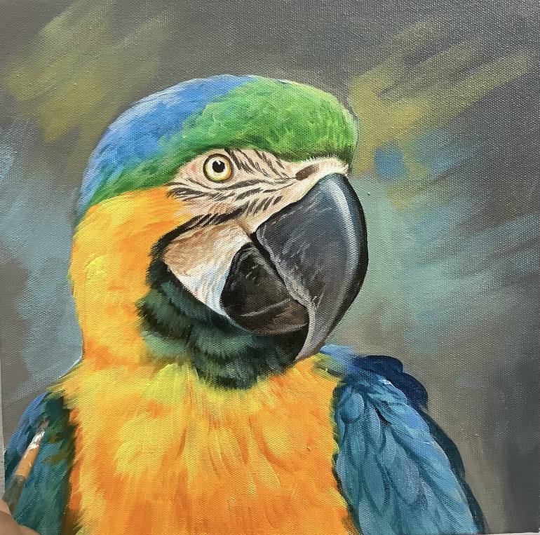 Macaw parrot painting (Artoholic) Painting by Pramod Kumar | Saatchi Art