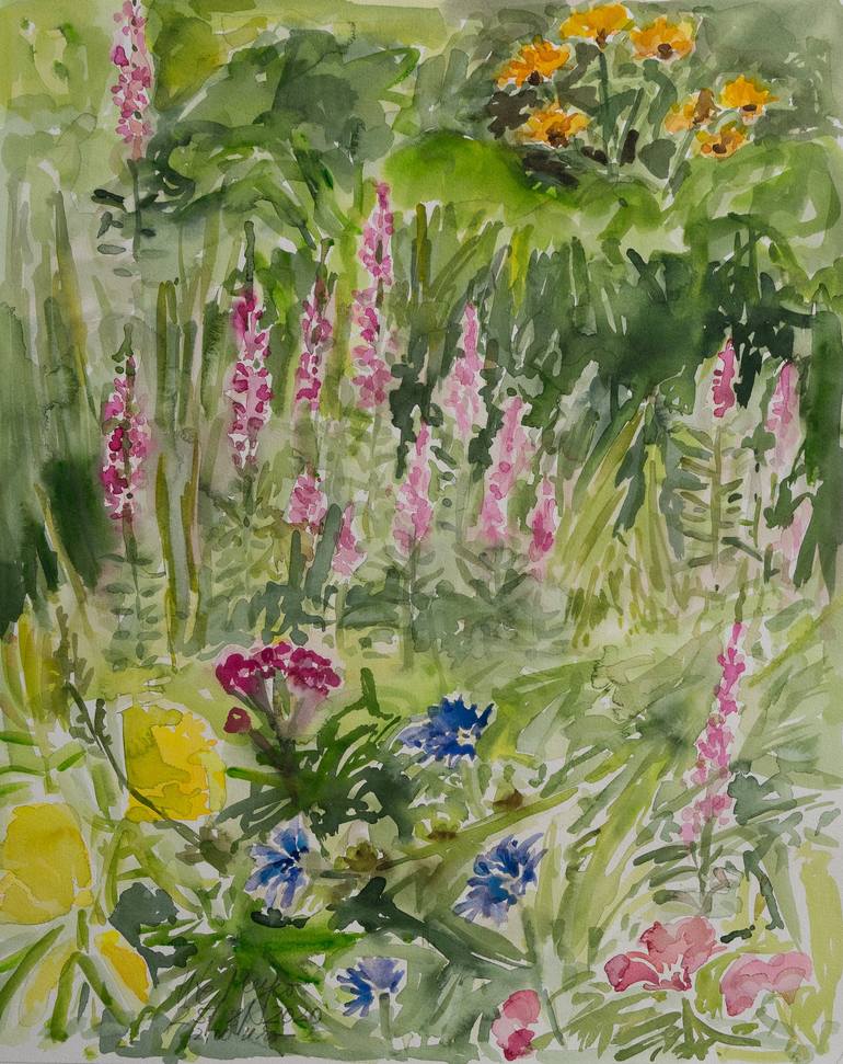 garden in the morning Painting by Ute Meyer | Saatchi Art