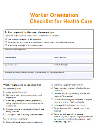 Nurse Orientation Checklist