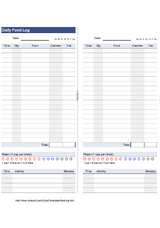 Daily Food Log Template