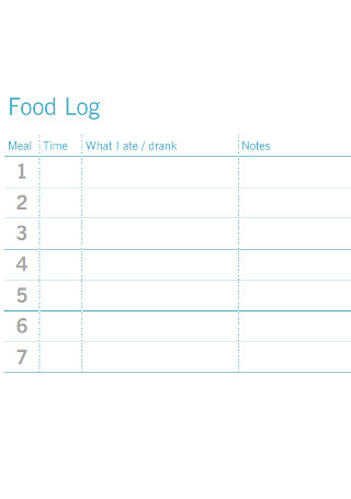 Sample Nutrition Food Log Template