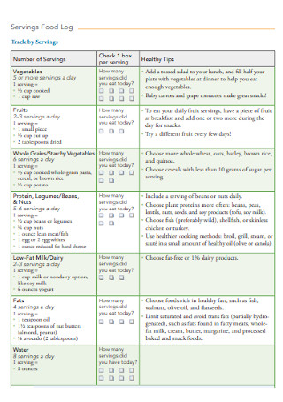 Sample Serving Food Logs