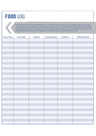 Simple Food Log Template