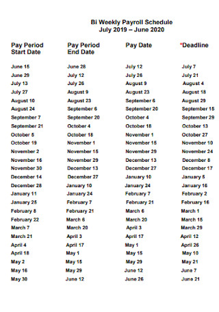 University Bi Weekly Payroll Schedule