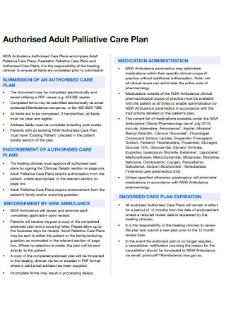 Adult Palliative Care Plan