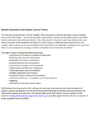 Market Assessment and Analysis