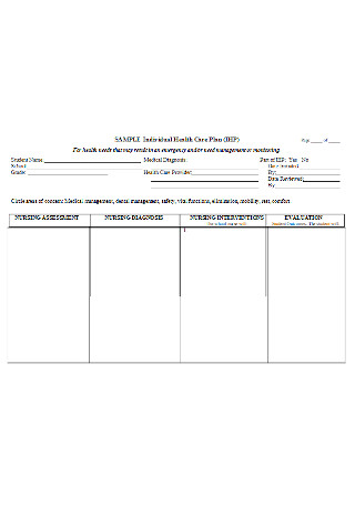 Sample Individual Health Care Plan