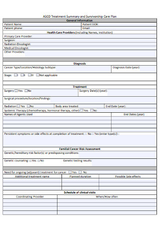 Sample Survivorship Care Plan 