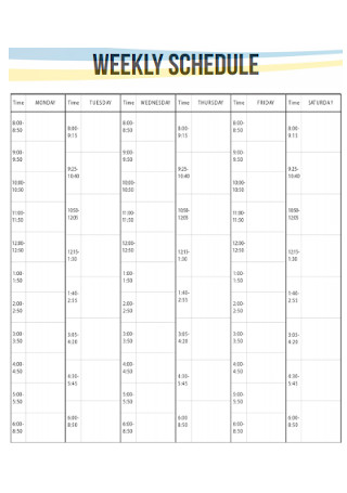 Basic Weekly Schedule Template