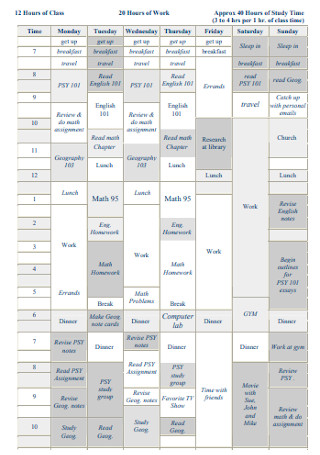 Weekly Work Schedule Template