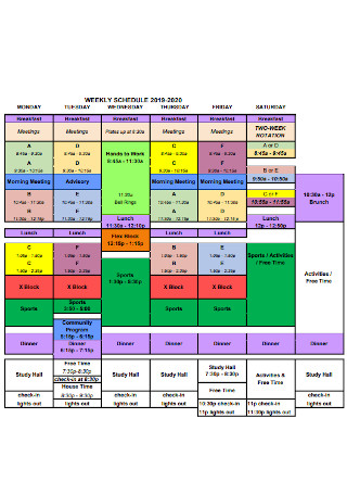 Year Weekly Schedule Template