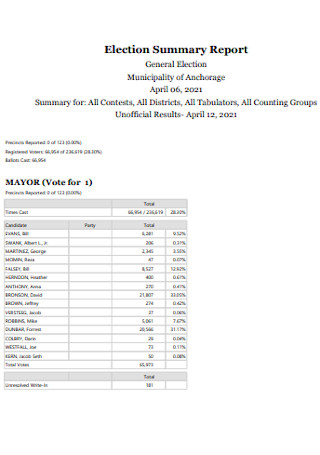 Election Summary Police Report