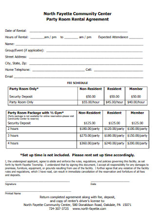 Printable Party Rental Contract Template