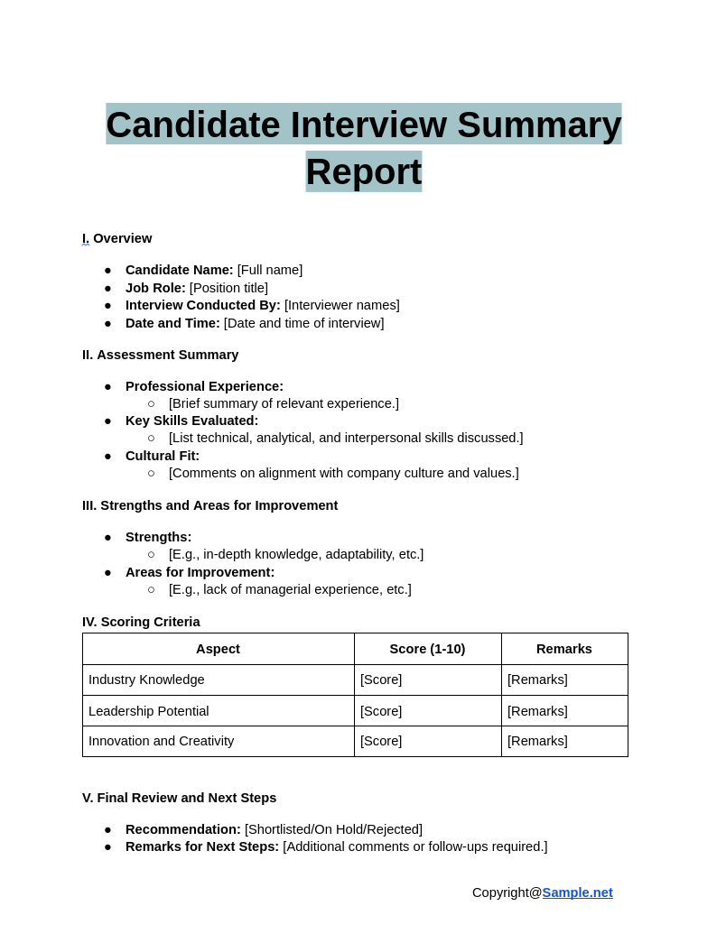 Candidate Interview Summary Report Google Docs 12 27 2024 10 38 AM