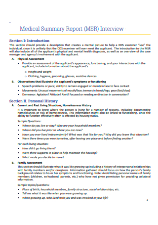 Medical Interview Summary Report