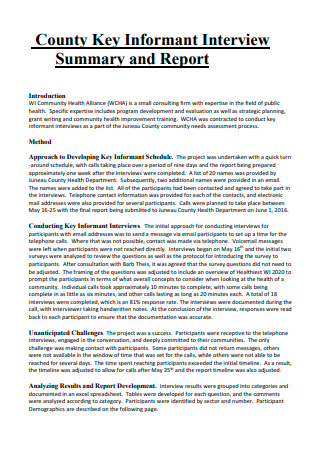 Printable Interview Summary Report