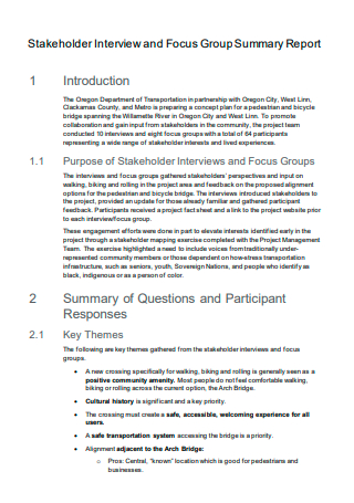 Stakeholder Interview and Focus Group Summary Report