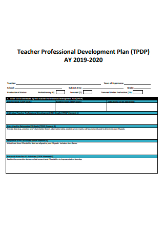 Personal Development Plan Examples For Teachers