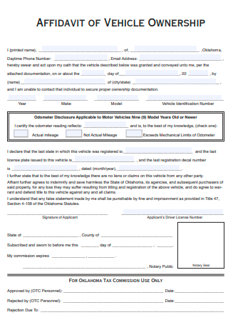 20+ SAMPLE Affidavit of Ownership in PDF | MS Word