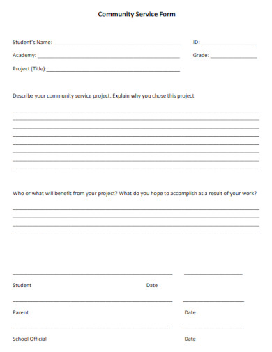 26+ Community Service Form In PDF